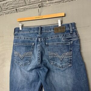 BKE Jake Mens Straight Leg Medium Wash Embroidered Denim Jeans 34x32